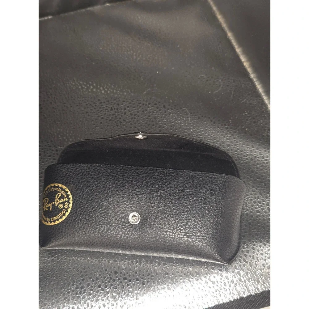 Ray-Ban Black Textured Leather Sunglasses Case Luxottica Snap Closure Protector